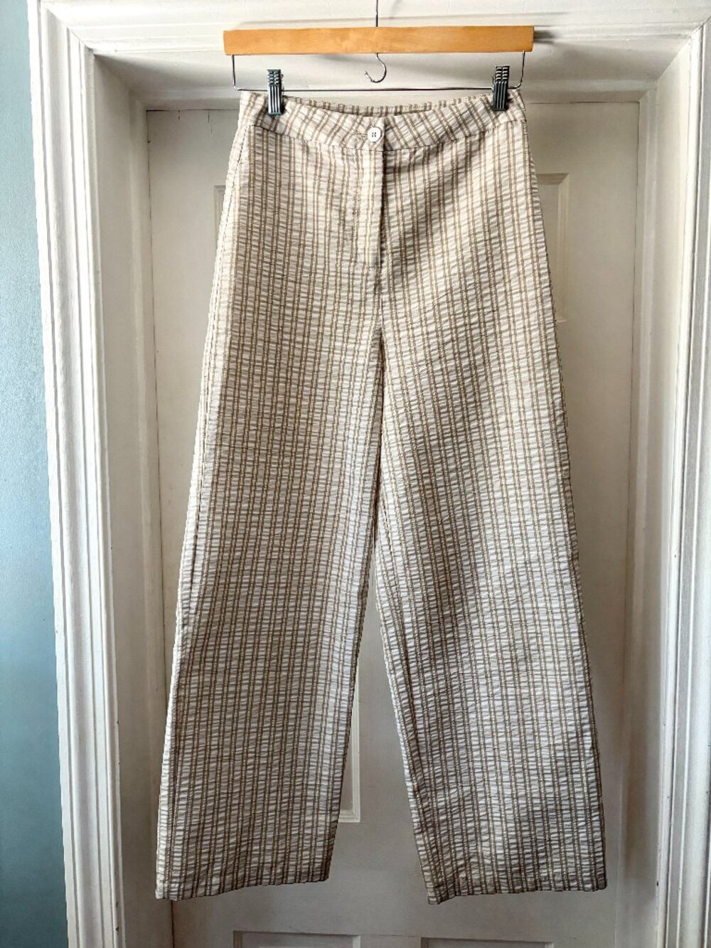 ASOS Wide Leg High Rise Pants Plaid Check Print Size 4